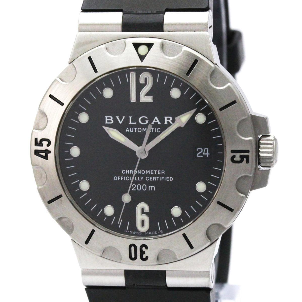 Pre-Owned BVLGARI Diagono Scuba Steel Rubber Automatic Mens Watch SD38S Polished