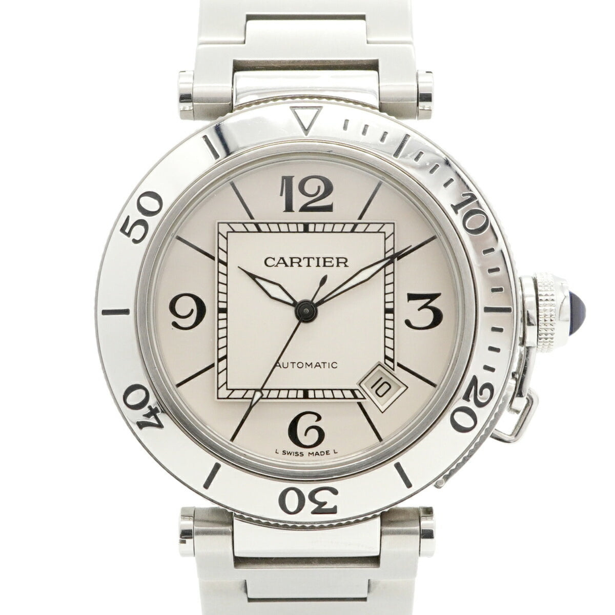 Pre-Owned Cartier Pasha Seatimer W31080M7 Silver Dial Men's Watch