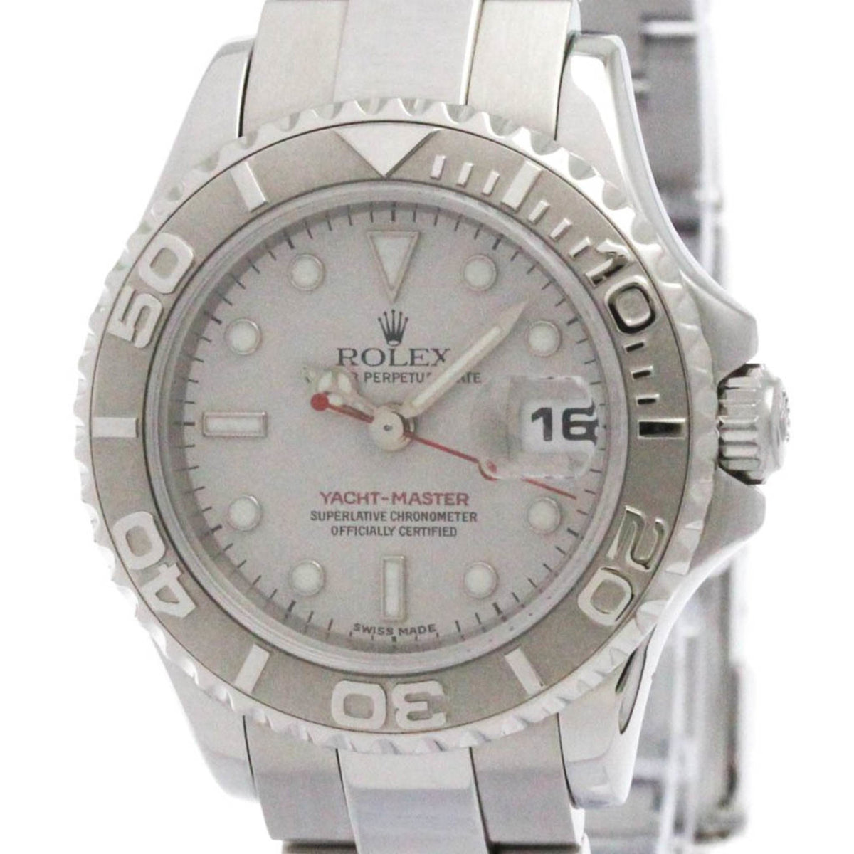Pre-Owned ROLEX Yacht-Master Platinum Steel Automatic Ladies Watch 169622 Polished