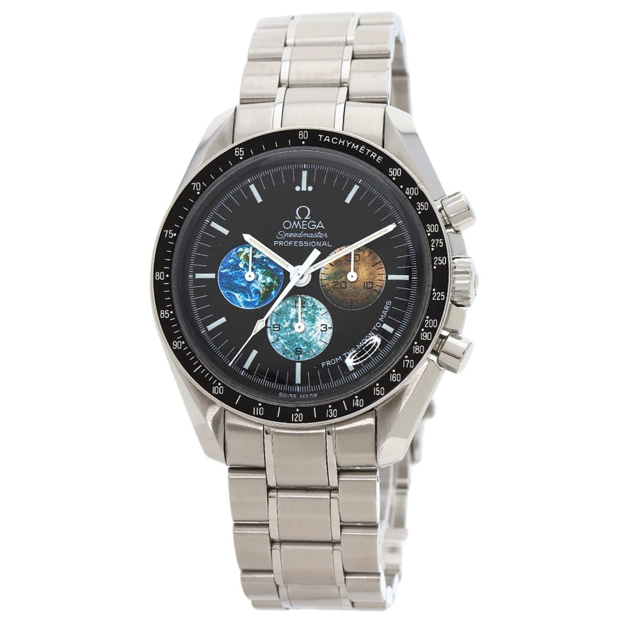 Montre Omega Speedmaster d'occasion 3577.50 pour homme, modèle « De la Lune à Mars », en acier inoxydable 