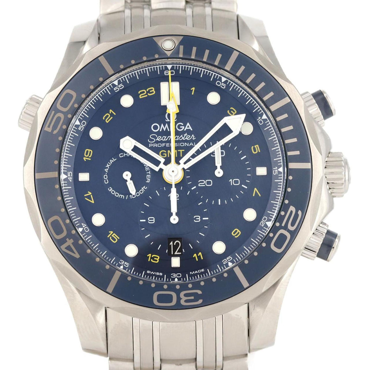 Pre-Owned Omega Seamaster Diver 300M GMT Chronograph 212.30.44.52.03.001 SS Wristwatch Automatic