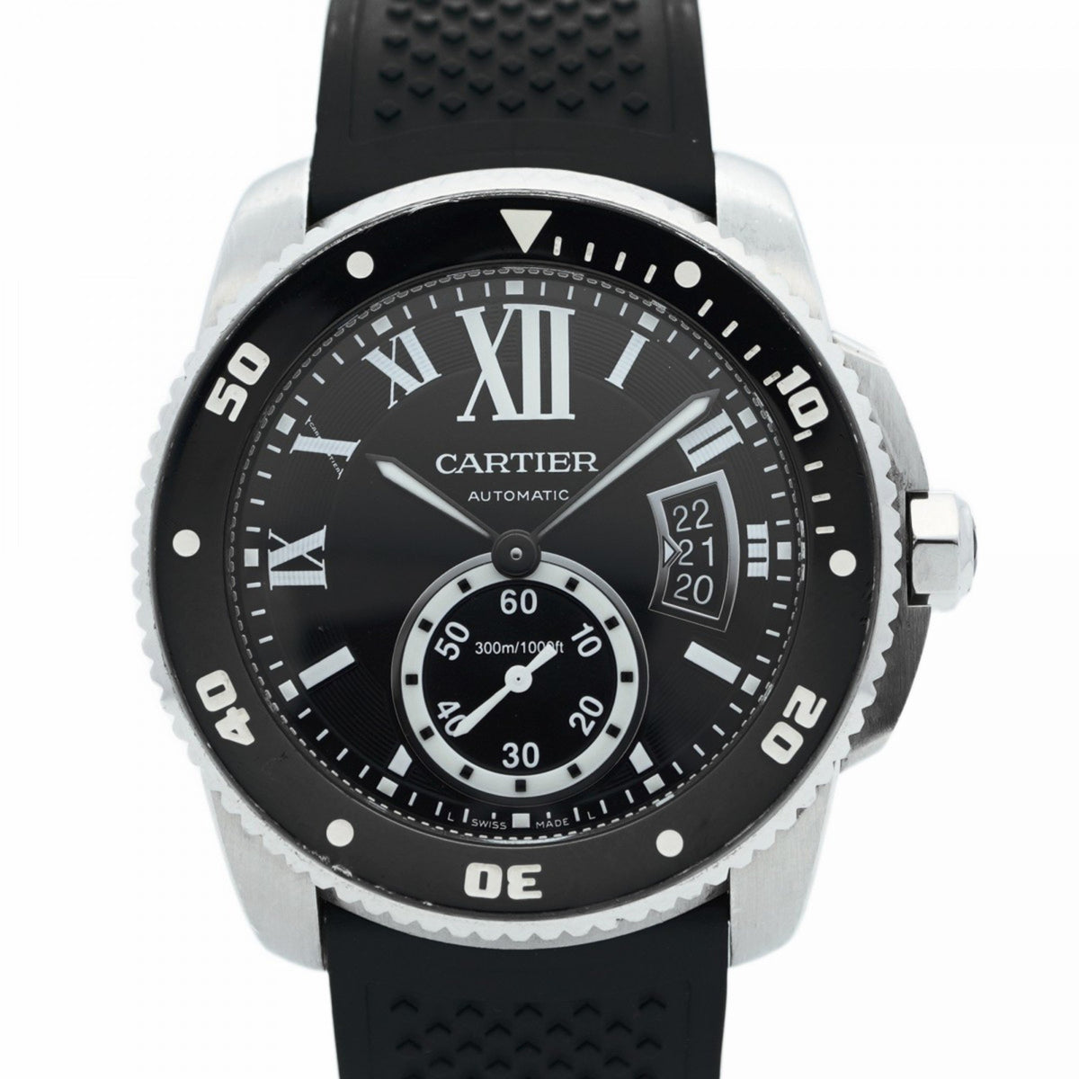Pre-Owned Cartier Calibre W7100056 Black Dial Men's Watch