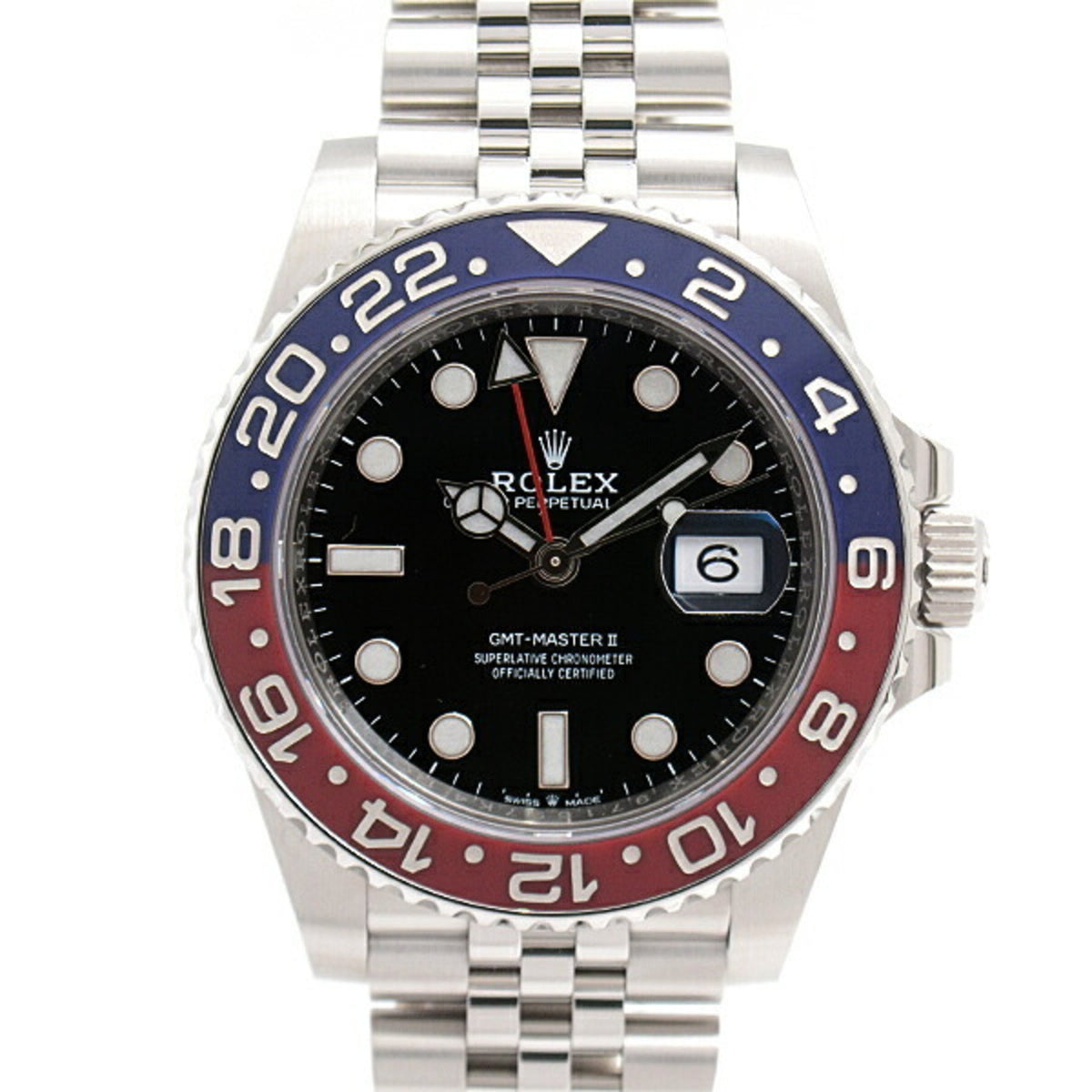 Pre-Owned Rolex Watch Men's GMT Master II Automatic Random Blue x Red Bezel Black Dial Stainless Steel SS ROLEX 126710BLRO