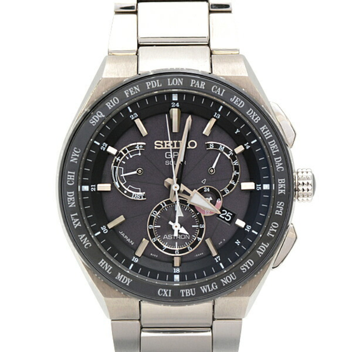 Montre Seiko Astron Executive Line Solar Radio pour homme, cadran noir, titane, d'occasion, SEIKO SBXB123 8X53-0AV0-2 