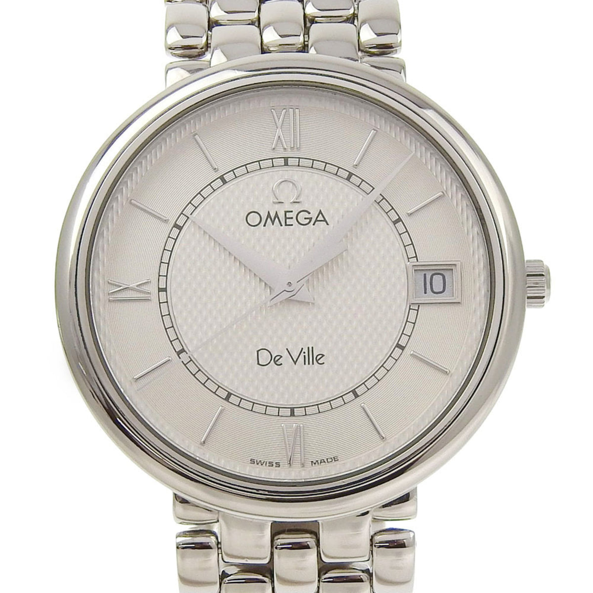 Pre-Owned Like new OMEGA De Ville Prestige Date 7514 31 Silver Dial Stainless Steel Quartz Watch, Approximately 33mm, Battery Operated, Men's Watch