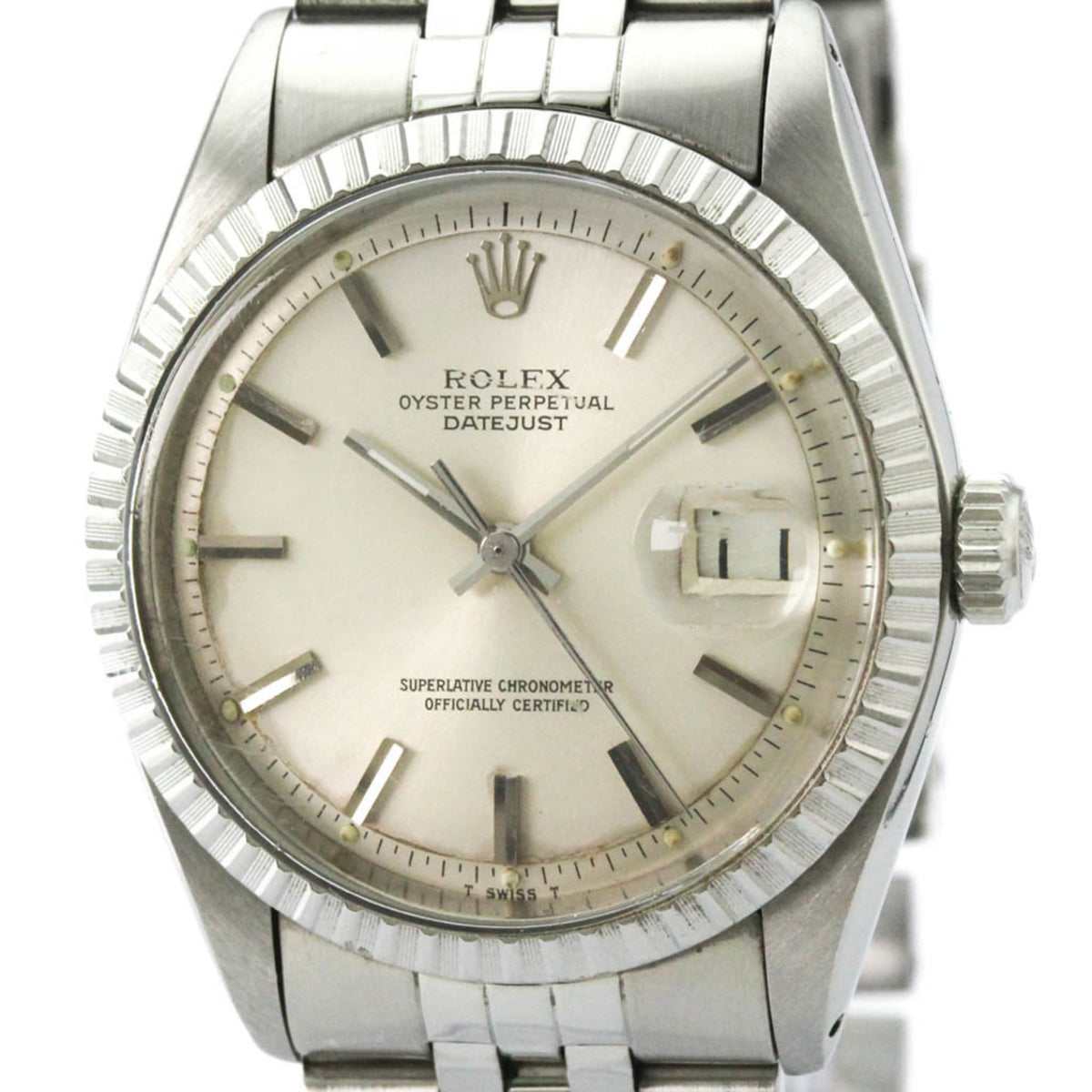 Pre-Owned ROLEX Datejust 1603 Stainless Steel Automatic Mens Watch Vintage