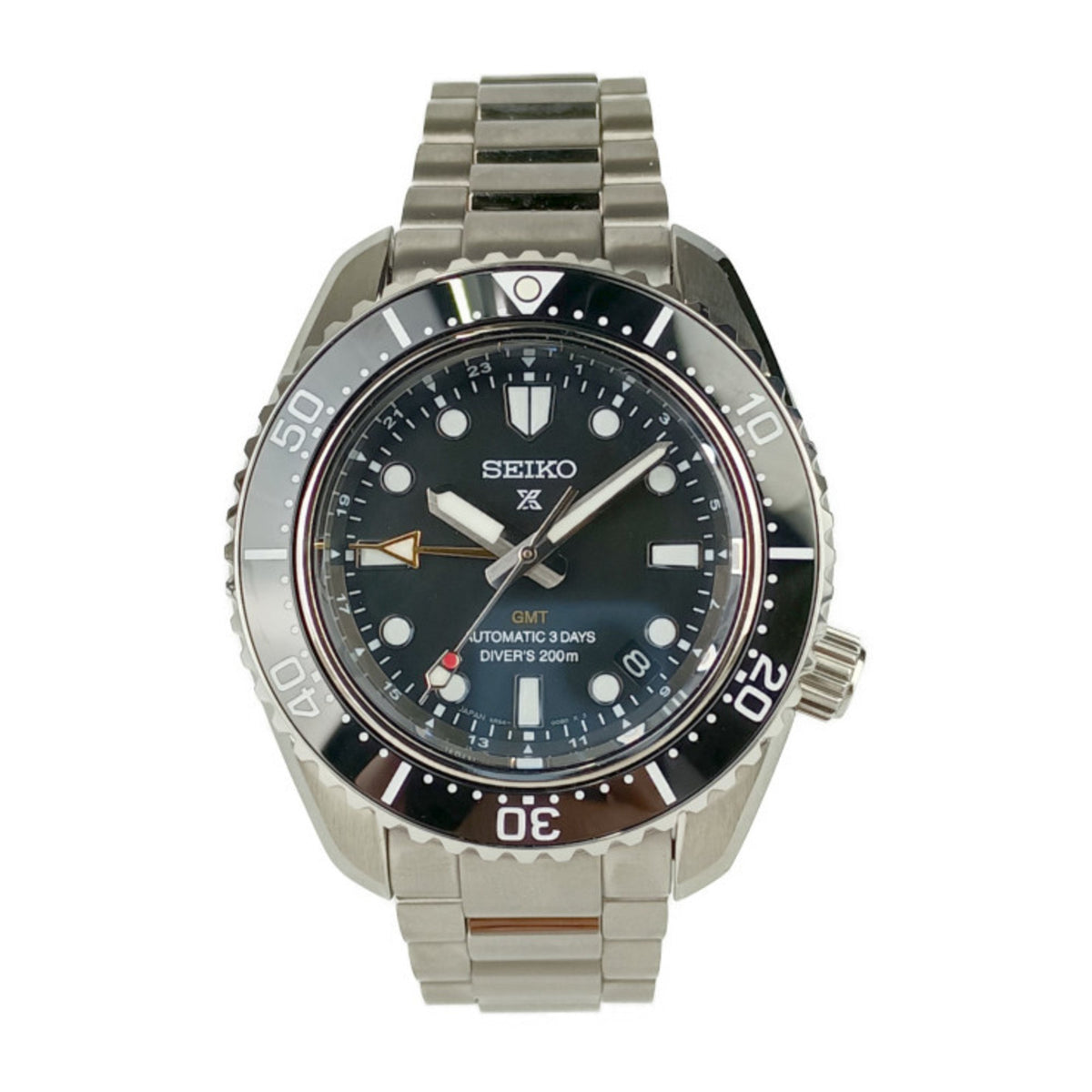Montre Seiko d'occasion PROSPEX Diver Scuba GMT 6R54-00D0 SBEJ011 pour homme, automatique, en acier inoxydable, argent et noir, 2513033010008 