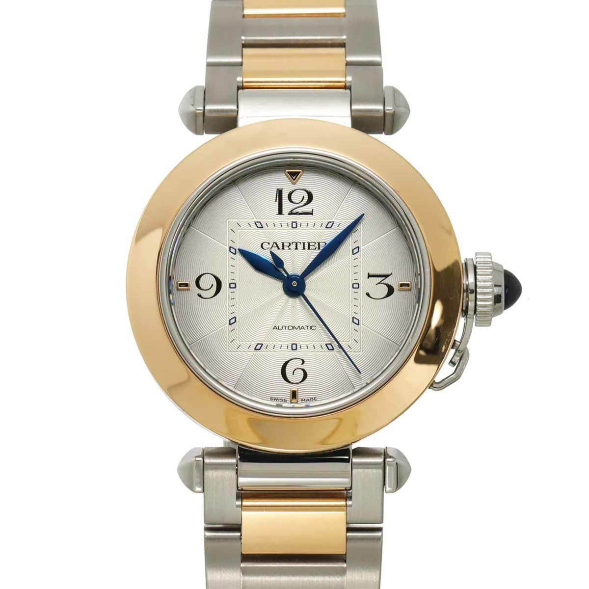 Pre-Owned Cartier Pasha de 35mm Two-tone Men's Watch W2PA0008, Silver, 18K Pink Gold, Automatic