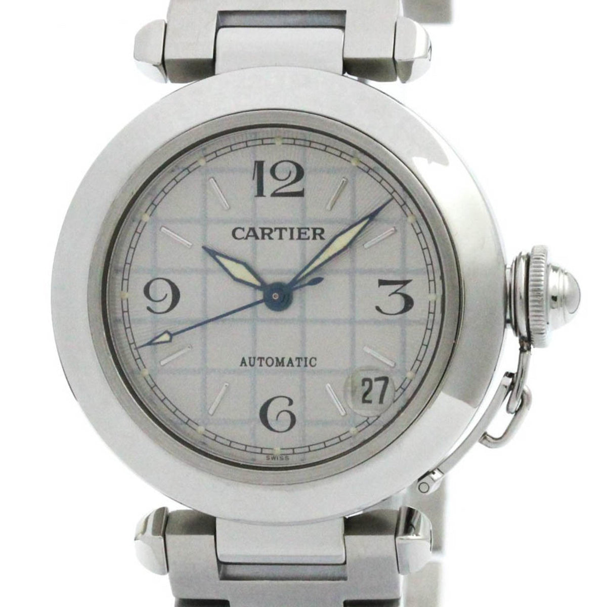 Gebrauchte, polierte Cartier Pasha C Stahl-Automatik-Unisex-Uhr W31023M7 BF577487 
