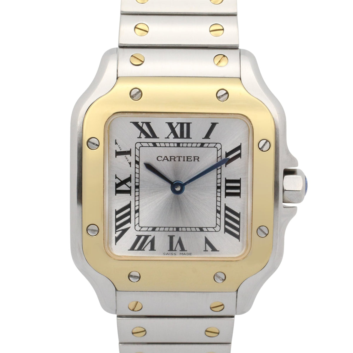 Pre-Owned Cartier Santos de SM Watch, 18K (Yellow Gold) Stainless Steel, Ladies, Silver Tone, W2SA0033