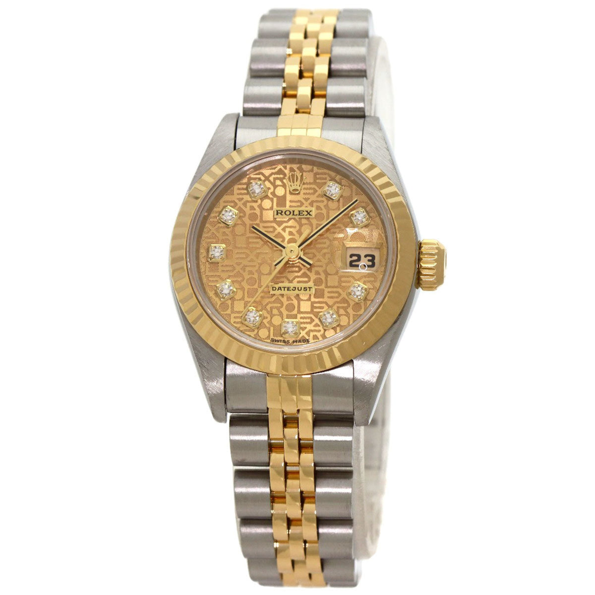 Pre-Owned Rolex 69173G Datejust 10P Diamond Watch Stainless Steel SSxK18YG K8YG Ladies ROLEX