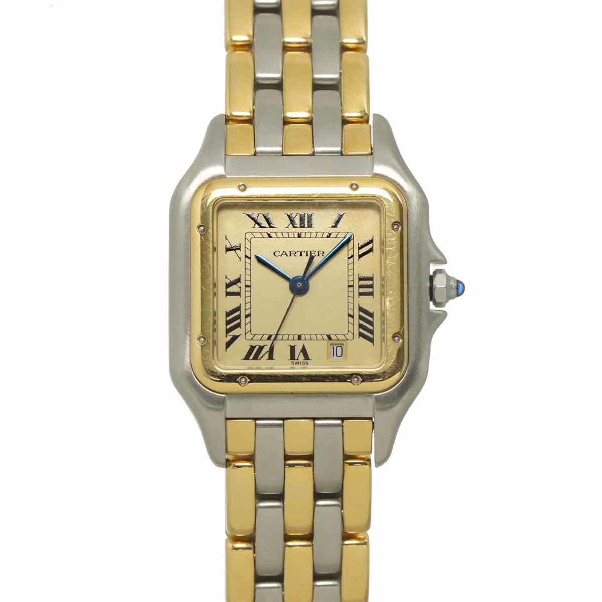 Pre-Owned Cartier Panth?re MM 3-Row Date Two-Tone 83083224 Boys' Watch Ivory YG Yellow Gold Quartz