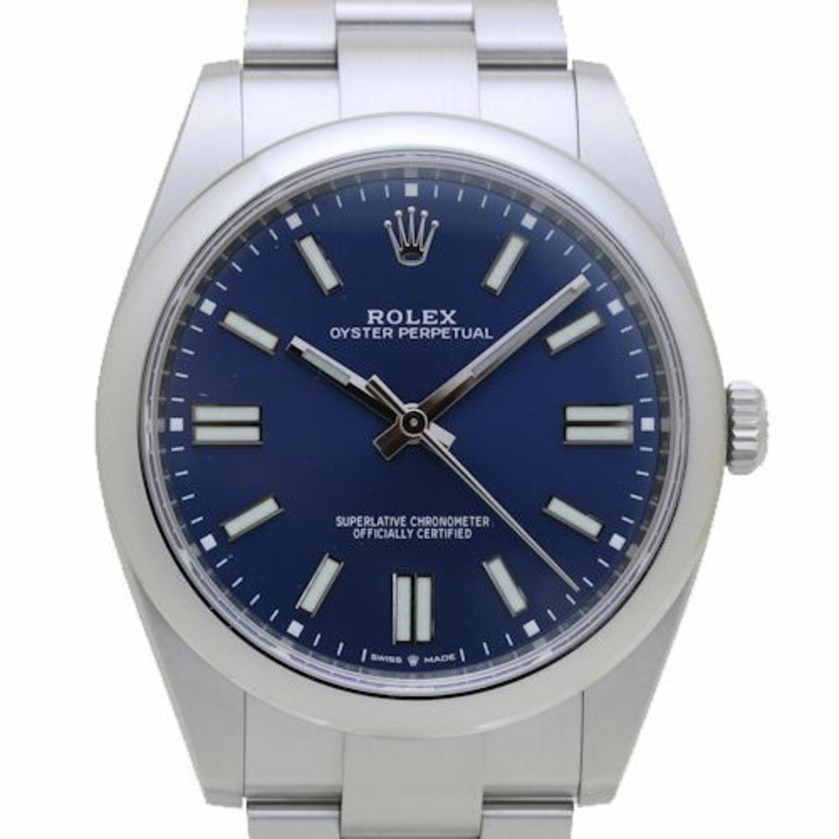 Montre Rolex Oyster Perpetual 41 124300 d'occasion pour homme en acier inoxydable bleu vif 39703 