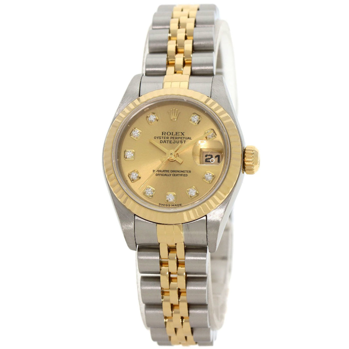 Pre-Owned Rolex 79173G Datejust 10P Diamond Watch Stainless Steel SSxK18YG Ladies ROLEX