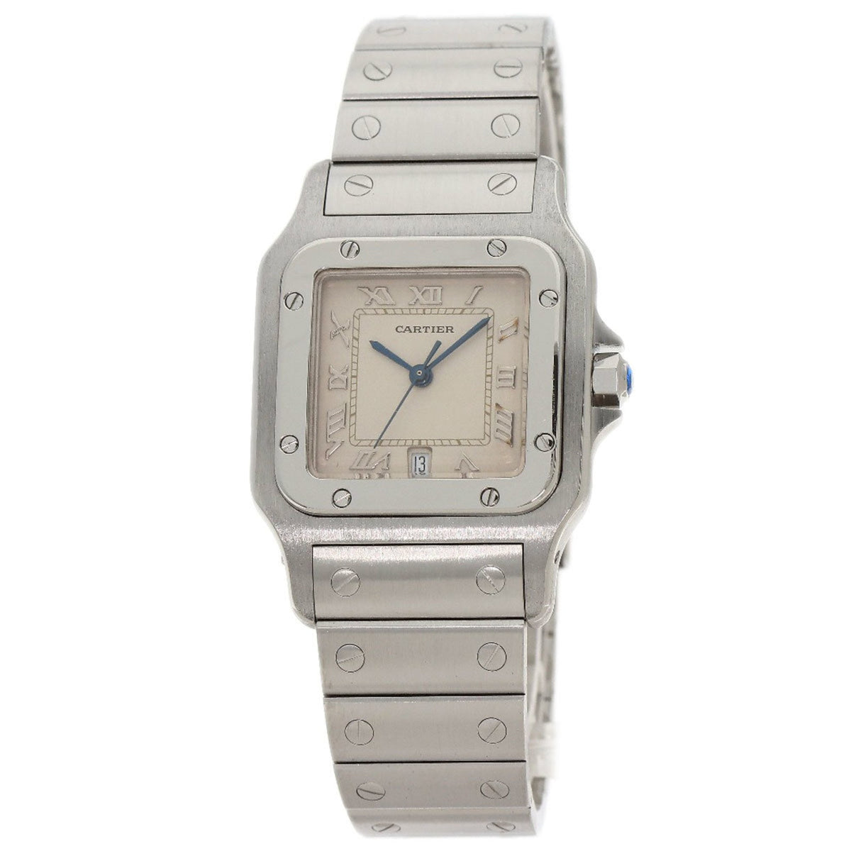 Montre Cartier Santos Galbe LM d'occasion pour homme, modèle W20018D6, en acier inoxydable SS. 