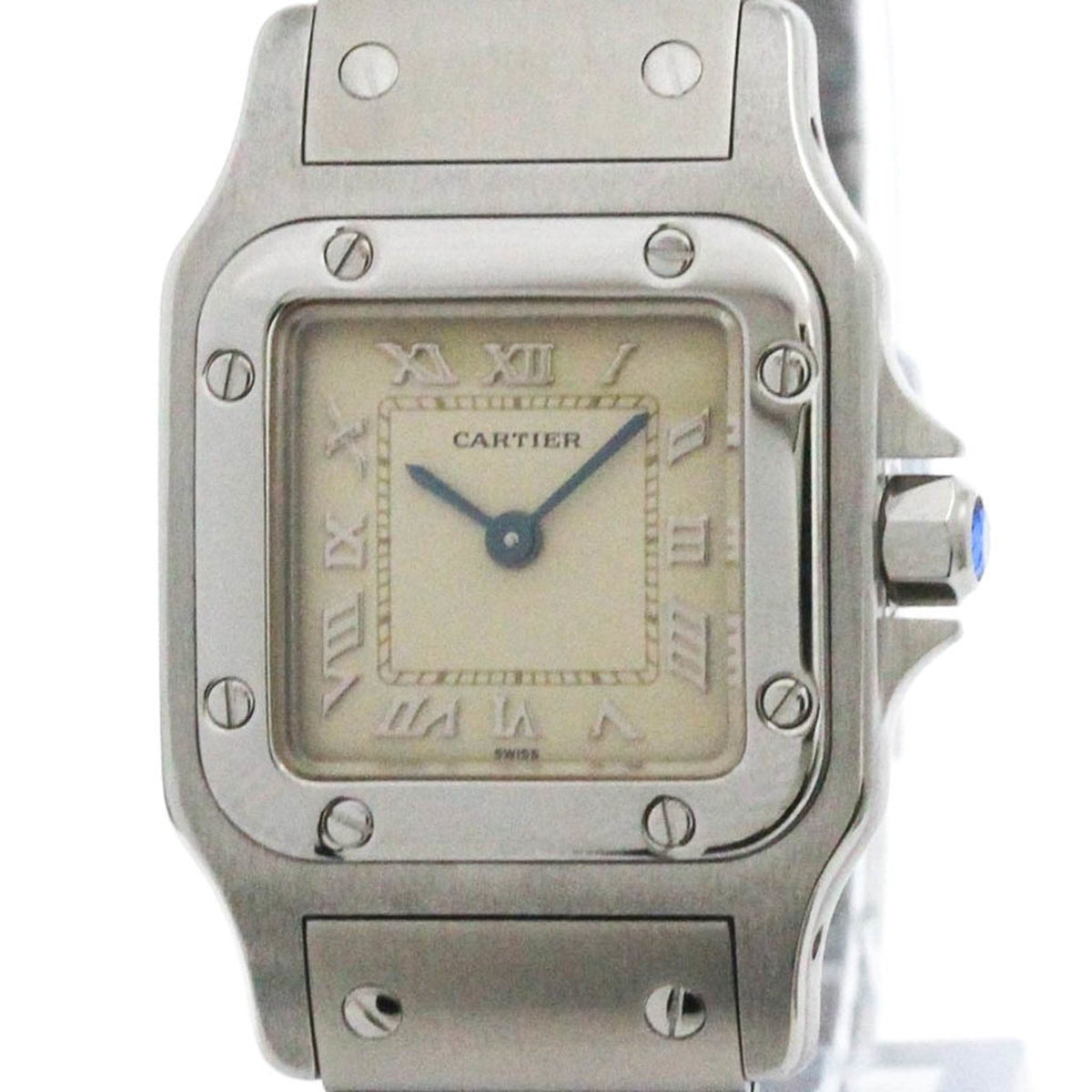 Gebrauchte CARTIER Santos Galbee Stahl Quarz Damenuhr W20024D6 Poliert 