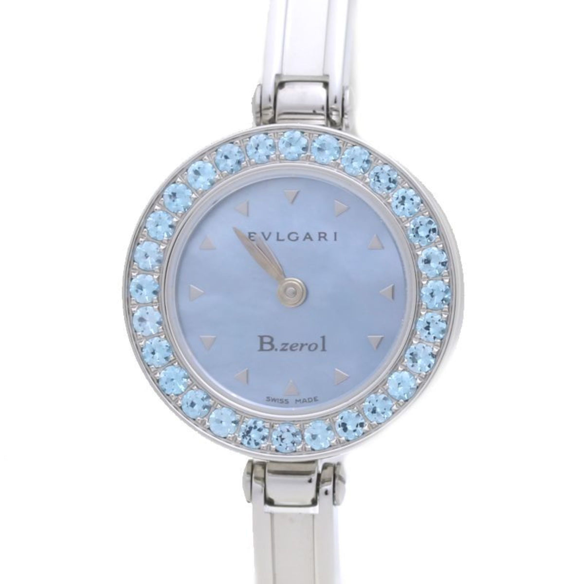 Pre-Owned BVLGARI B.zero1 BZ22C32STS Blue Shell Topaz Bezel M Size Stainless Steel Ladies 39222