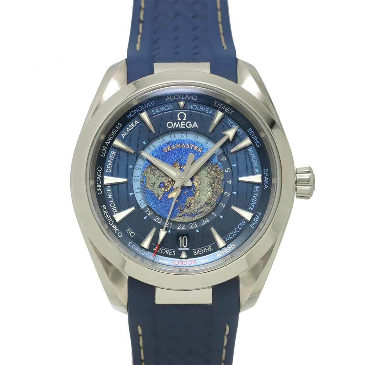 Pre-Owned Omega Seamaster Aqua Terra GMT Worldtimer Master Co-Axial 220 12 43 22 03 001 Men's Watch Date Automatic