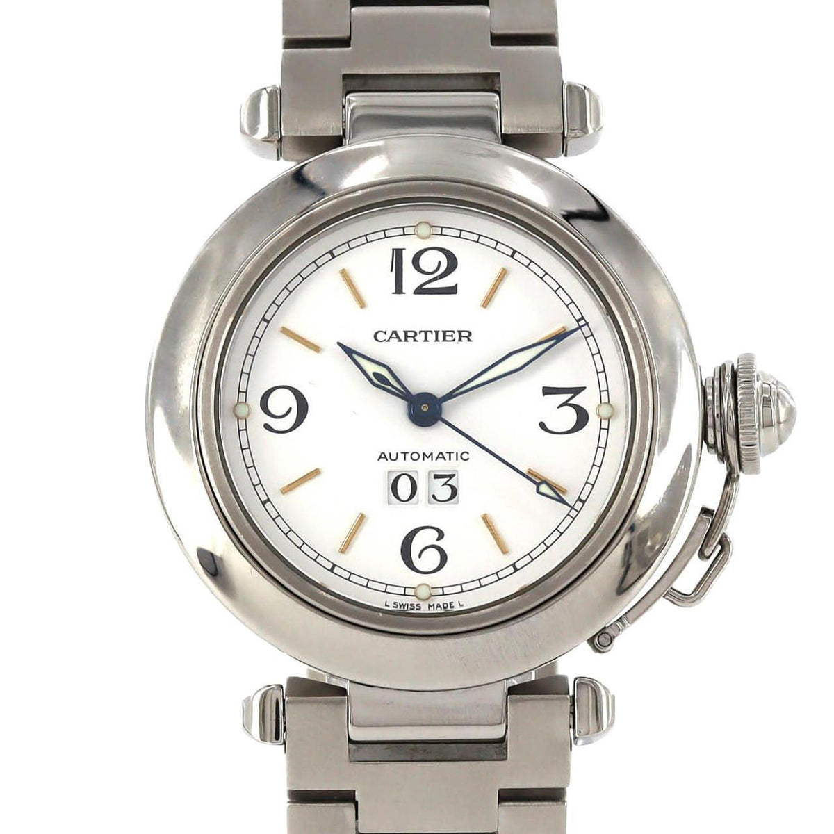 Pre-Owned Cartier Pasha C Grande Date W31044M7 Stainless Steel Automatic Watch
