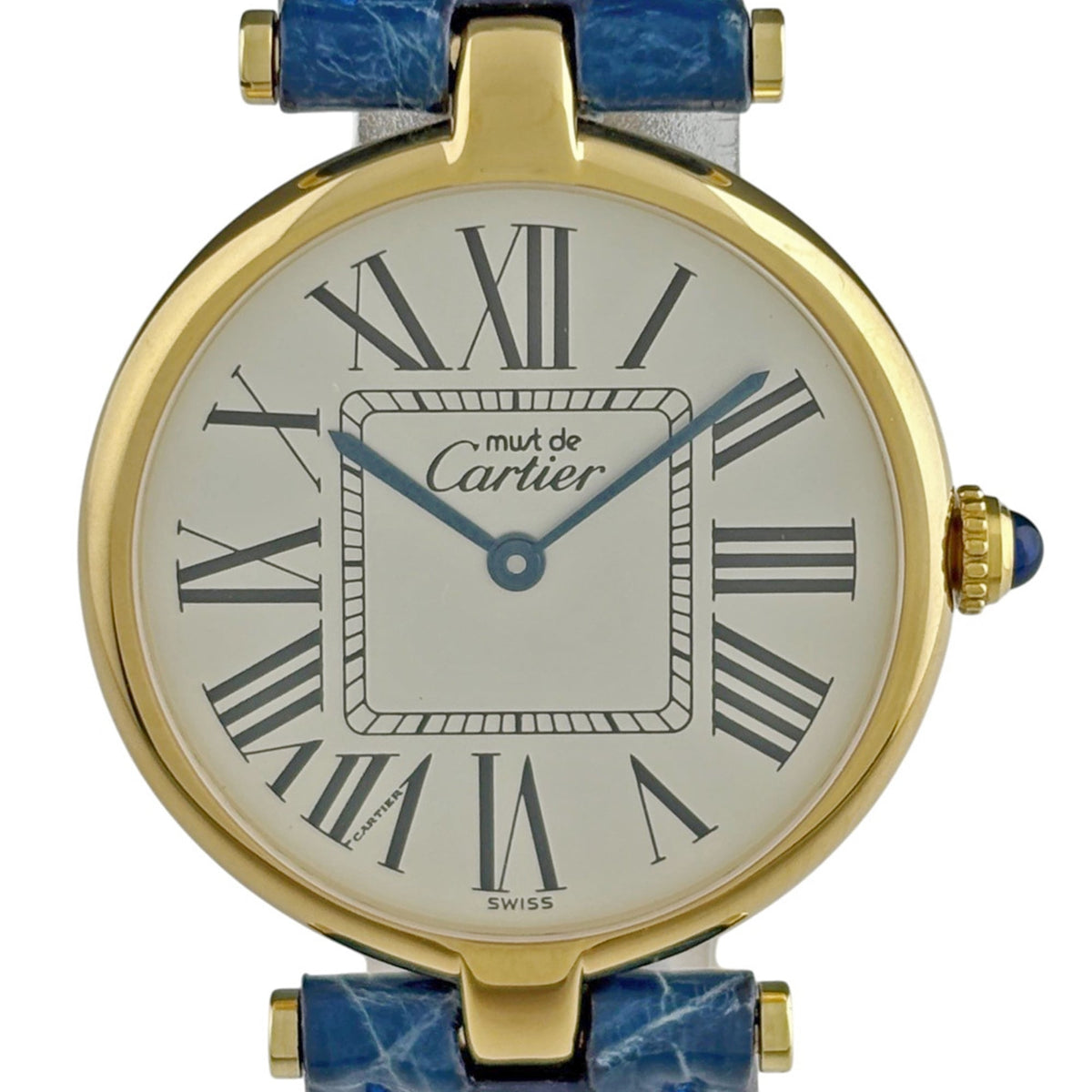 Pre-Owned Cartier Must Vend?me LM W1005454 Watch, Silver Leather Strap, Quartz, Women's.