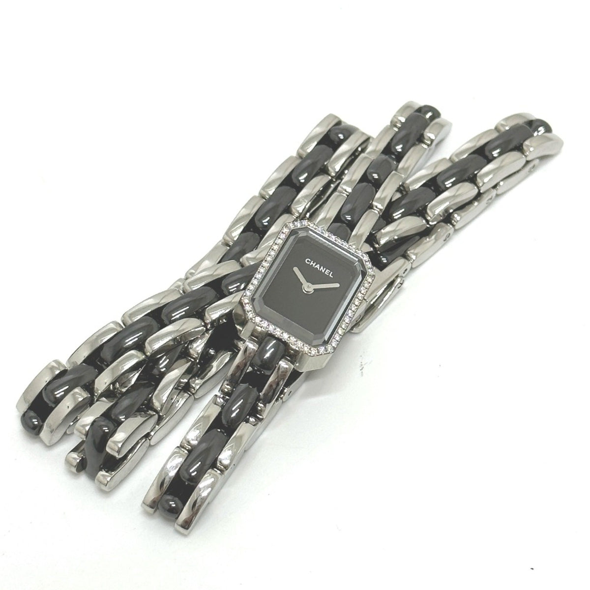 Pre-Owned Chanel H3058 watch Bezel Diamond Wristwatch Black