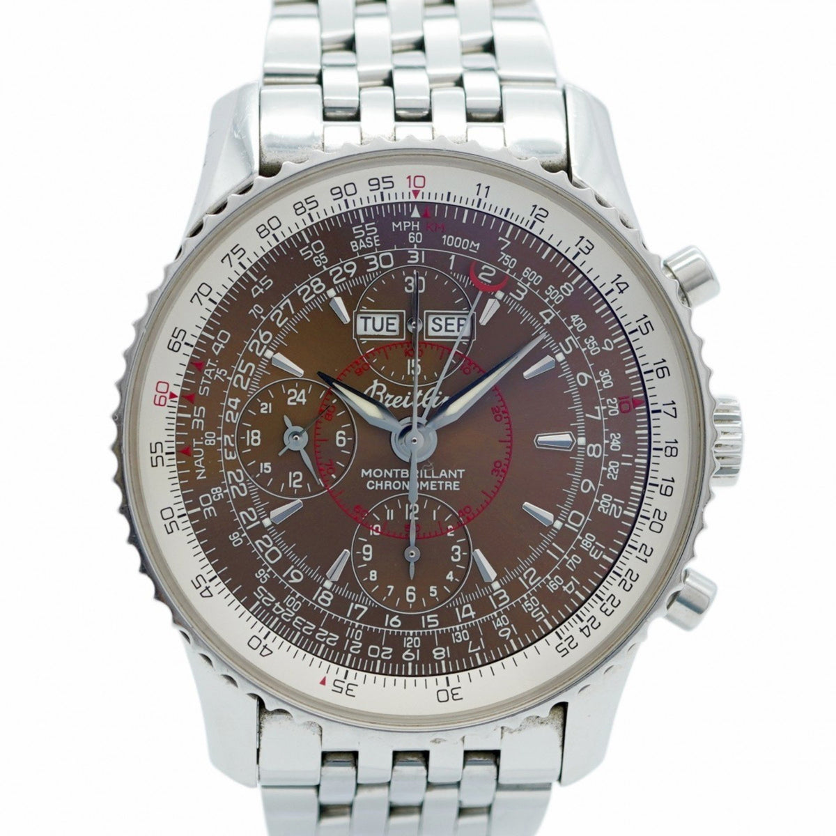 Pre-Owned Breitling Montbrillant A21330 Brown Dial Watch for Men