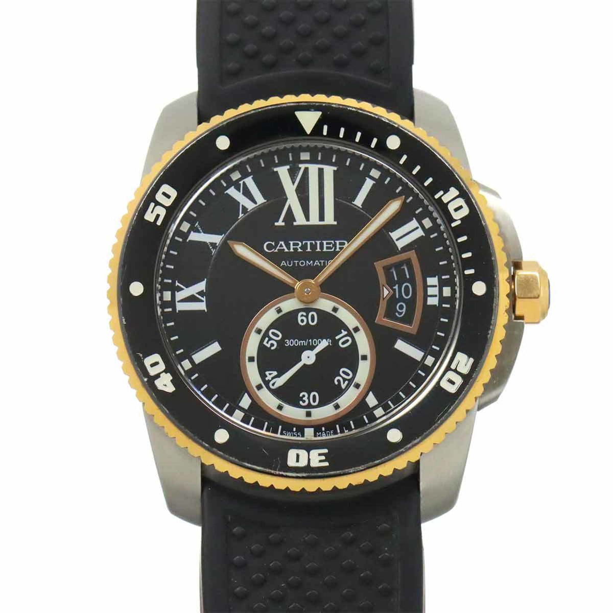 Pre-Owned Cartier Calibre de Diver Two-Tone Watch W7100055 Men's 18K Pink Gold Automatic