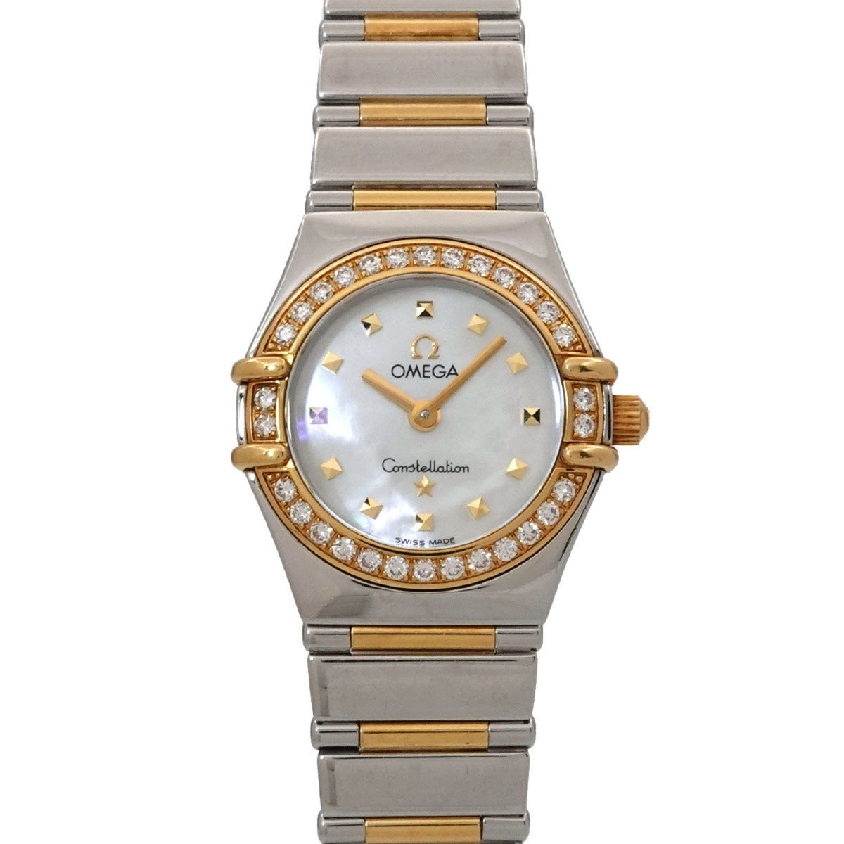 Pre-Owned OMEGA Constellation Mini My Choice Two-tone 1365 71 Women's Watch with Diamond Bezel, White Shell, 18K Yellow Gold, Quartz Movement