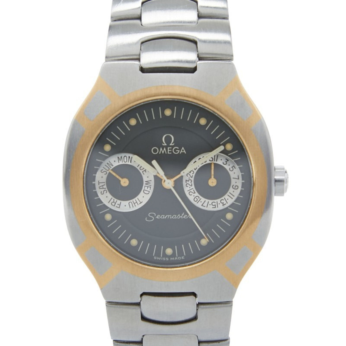 Pre-Owned Omega Seamaster Polaris Quartz Watch, Gray Dial, Stainless Steel, Yellow Gold, Men's, OMEGA