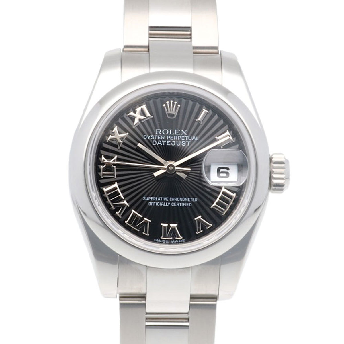 Montre Rolex Datejust Oyster Perpetual d'occasion en acier inoxydable 179160, automatique, pour femme, modèle ROLEX Z Series 2006, chiffres romains, Sunbeam, révisée 