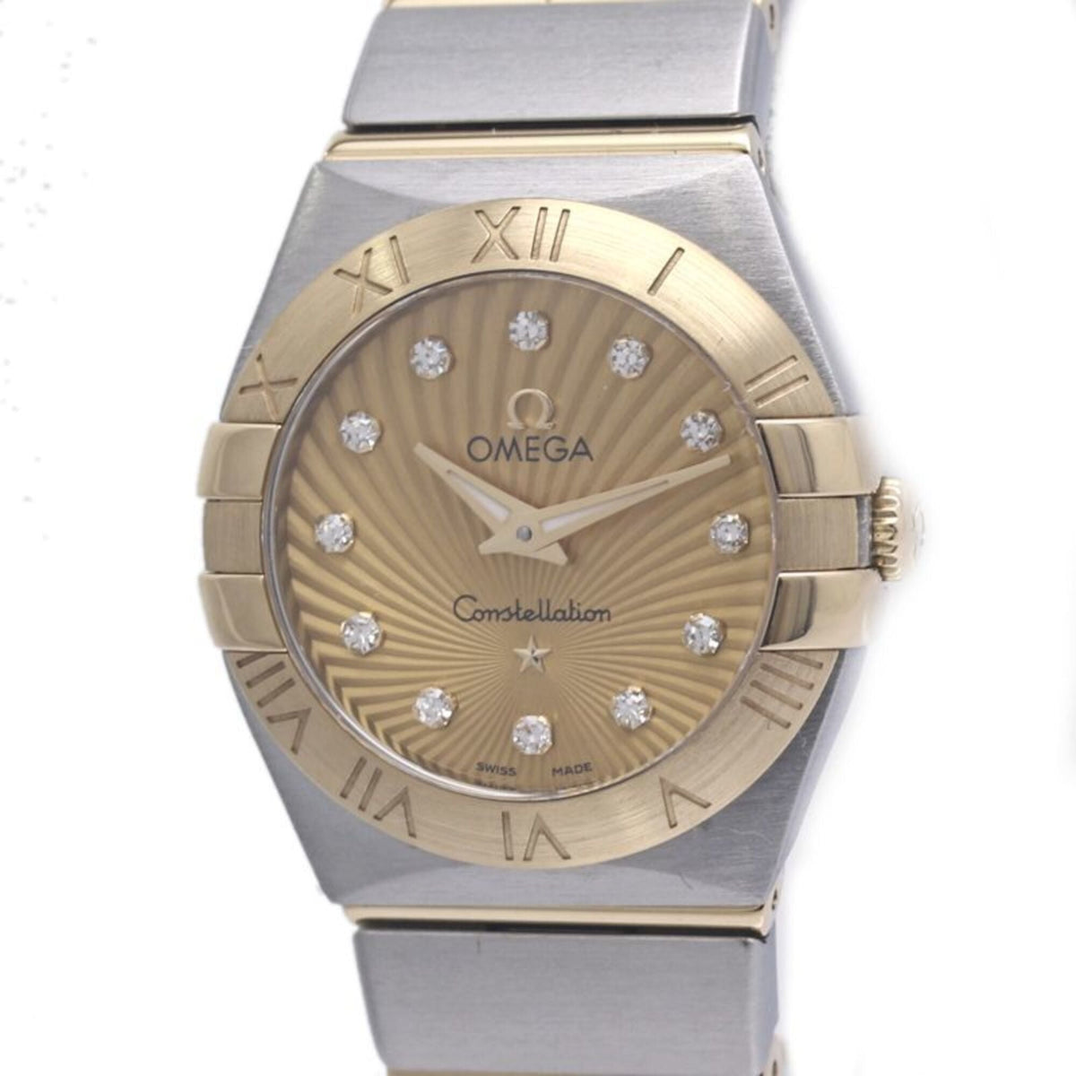 Pre-Owned OMEGA Constellation Brushed 12-Diamond Watch 123.20.24.60.58.001 Women's K18YGxSS 40304