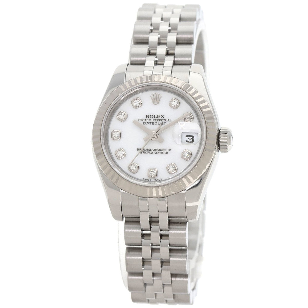 Pre-Owned Rolex 179174G Datejust 10-Piece Diamond Watch in Stainless Steel/SS/18K White Gold for Women