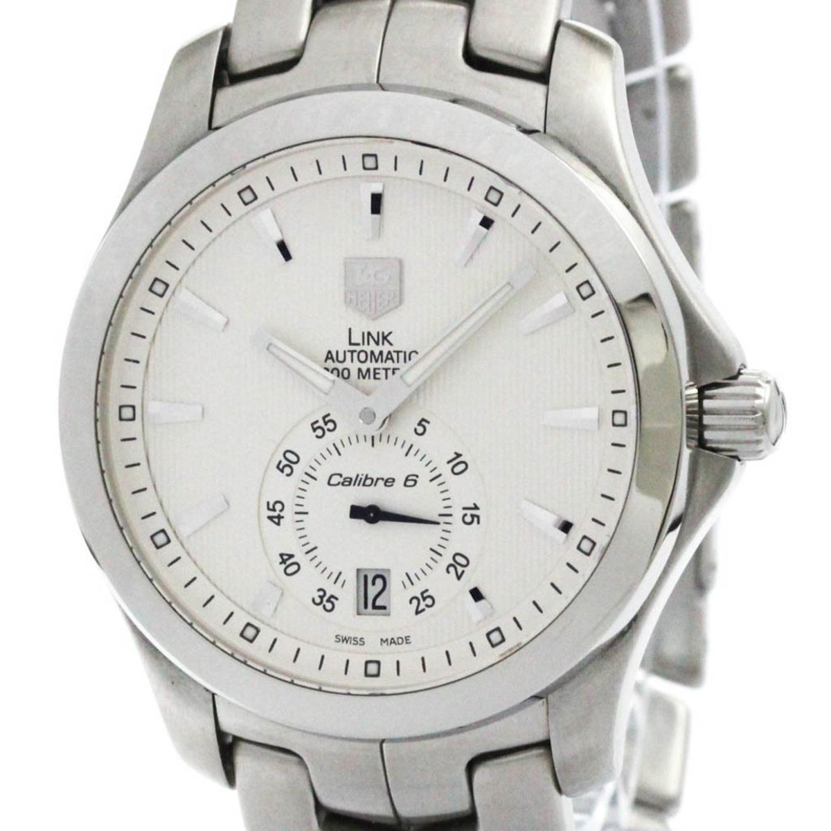 Pre-Owned Polished TAG HEUER Link Calibre 6 Steel Automatic Mens Watch WJF211B BF573272