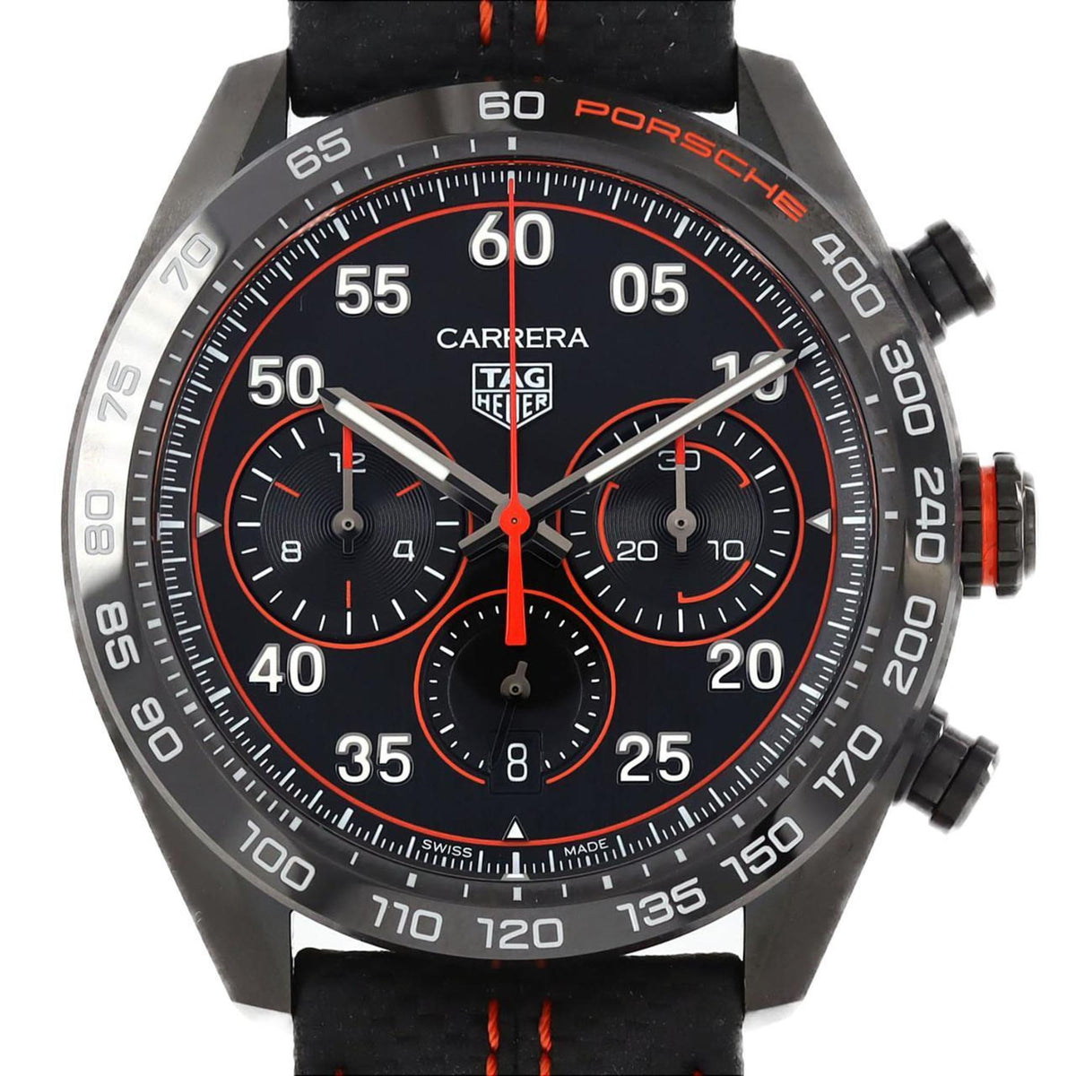 Pre-Owned TAG Heuer Carrera Chronograph Porsche Orange Racing DLC CBN2A1M.FC6526 SS Wristwatch Automatic