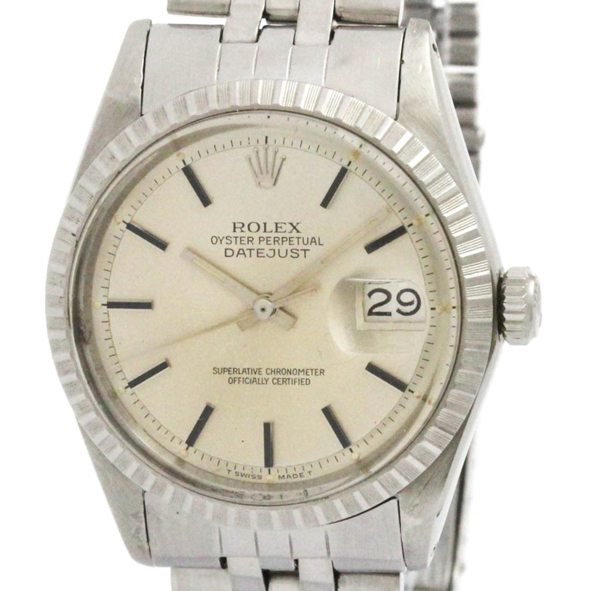 Pre-Owned ROLEX Datejust 1603 Stainless Steel Automatic Mens Watch Vintage