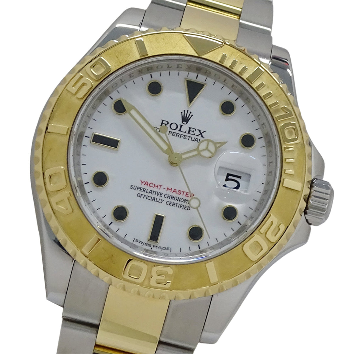 Pre-Owned Rolex ROLEX Yacht-Master 16623 Random Number Men's Watch Brand Date Automatic AT Stainless Steel SS Gold YG Combination White Polished