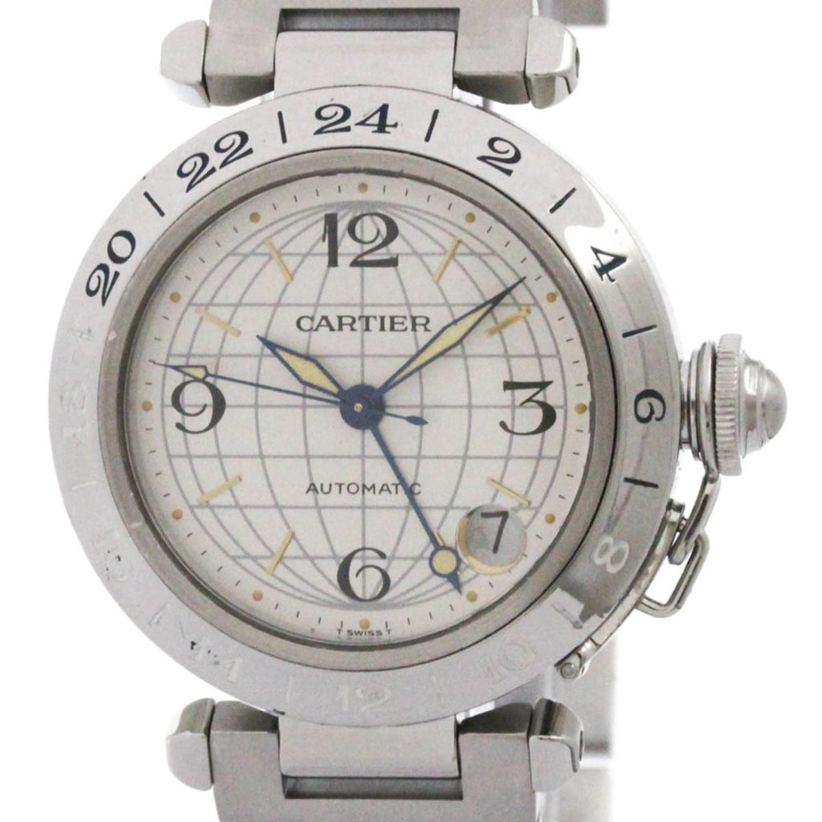 Pre-Owned CARTIER Pasha C Meridian Steel Automatic Unisex Watch W31029M7 Polished