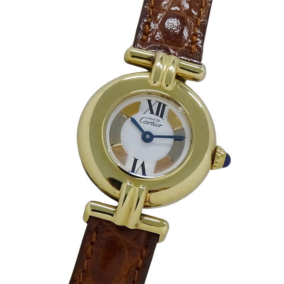 Pre-Owned Cartier Must Colisee Women's Watch, Vermeil Quartz, QZ 925 Leather, Three-Tone Round, W1006654
