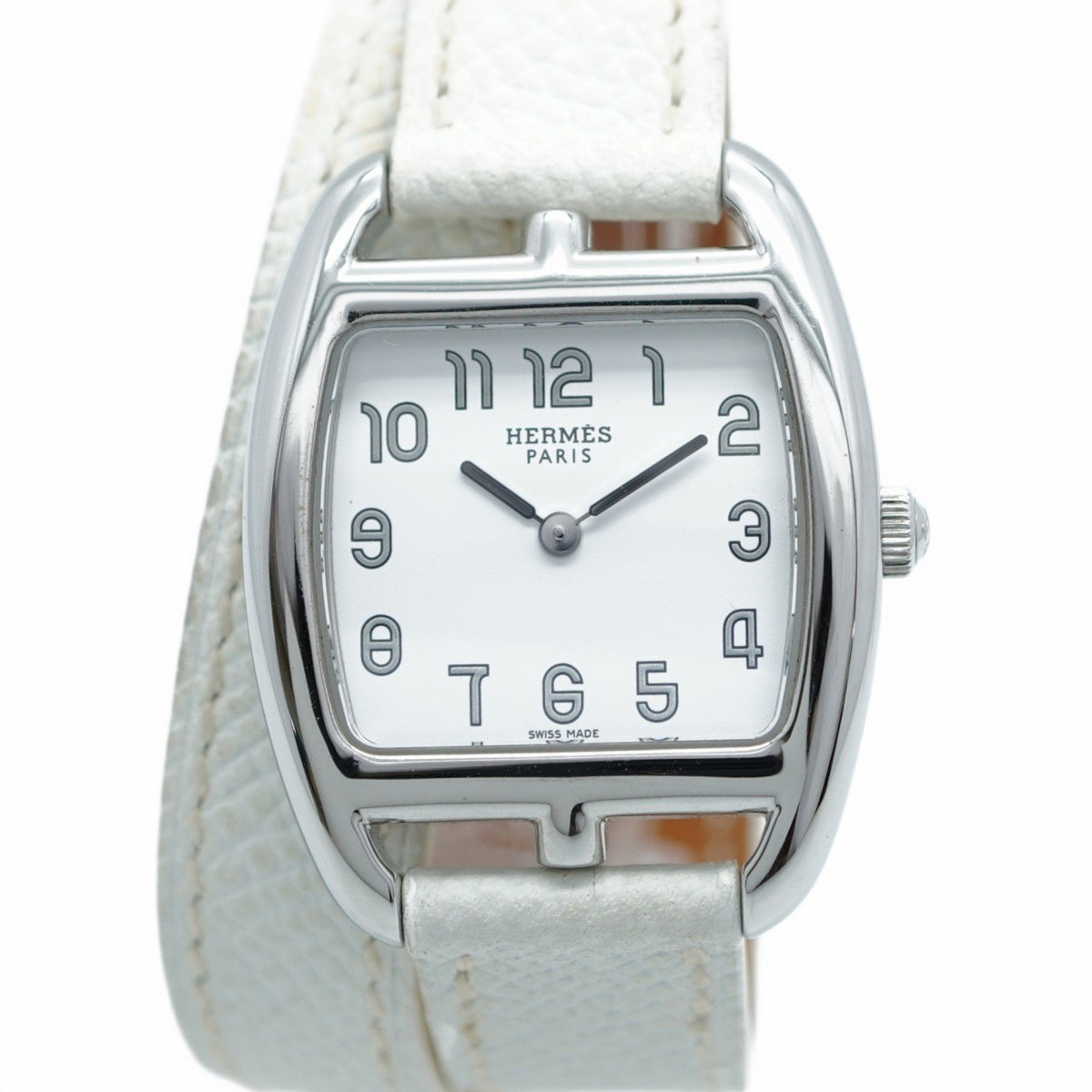 Pre-Owned Hermes Capecot CT1.210 White Dial Watch for Women