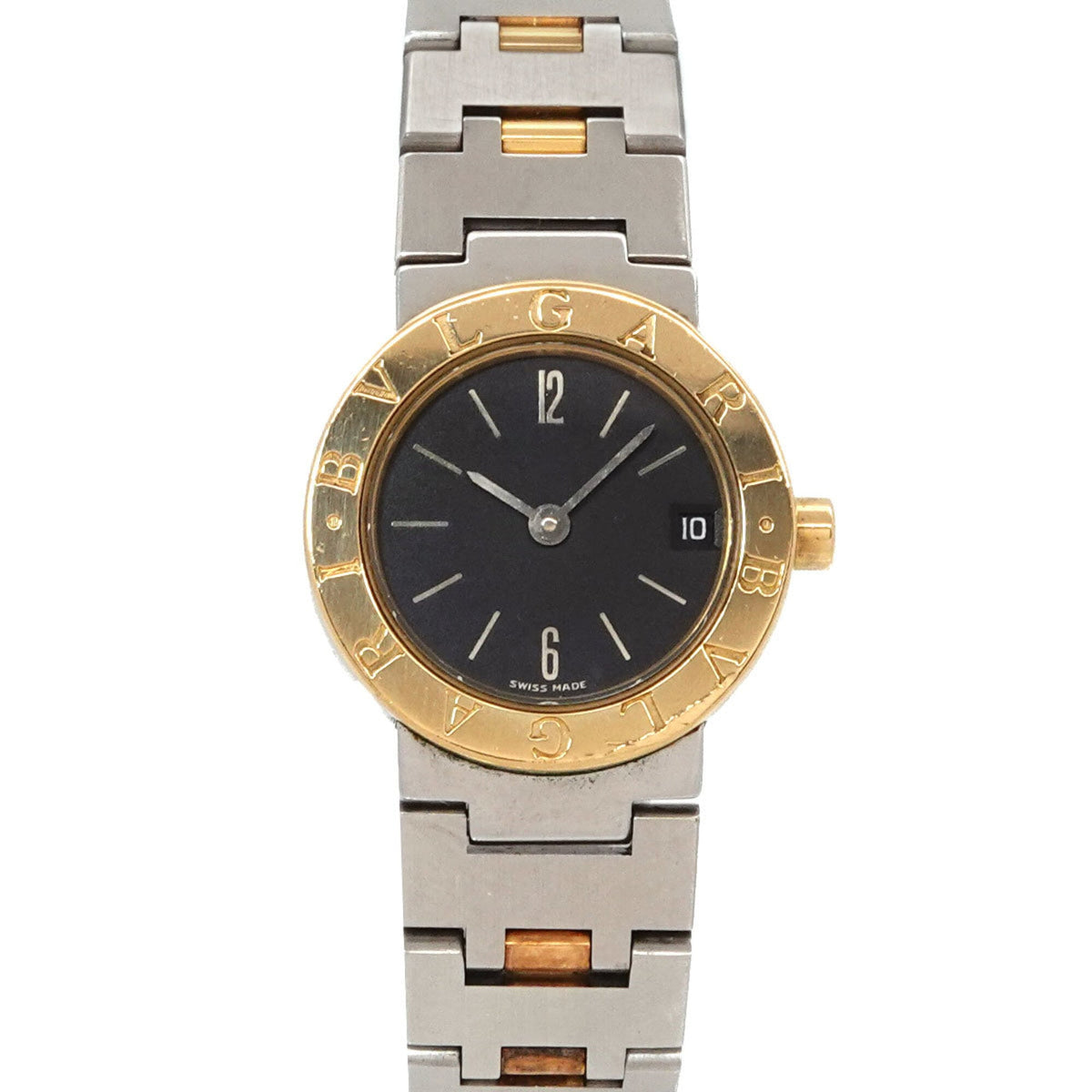 Pre-Owned BVLGARI BB23SGD Women's Watch Date Black YG Yellow Gold Quartz