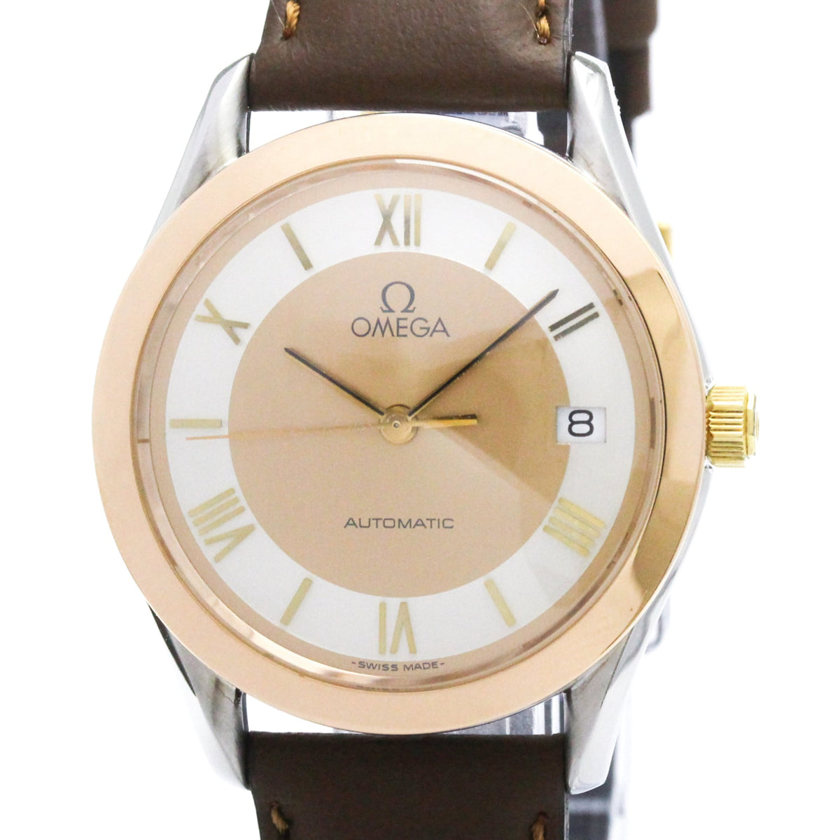 Pre-Owned OMEGA Classic 18K Pink Gold Steel Automatic Watch 166.0295 Polished