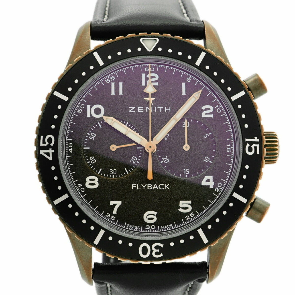 Pre-Owned Zenith Pilot Chronometro 29.2240.405 18.C801 Brown Dial Men's Watch
