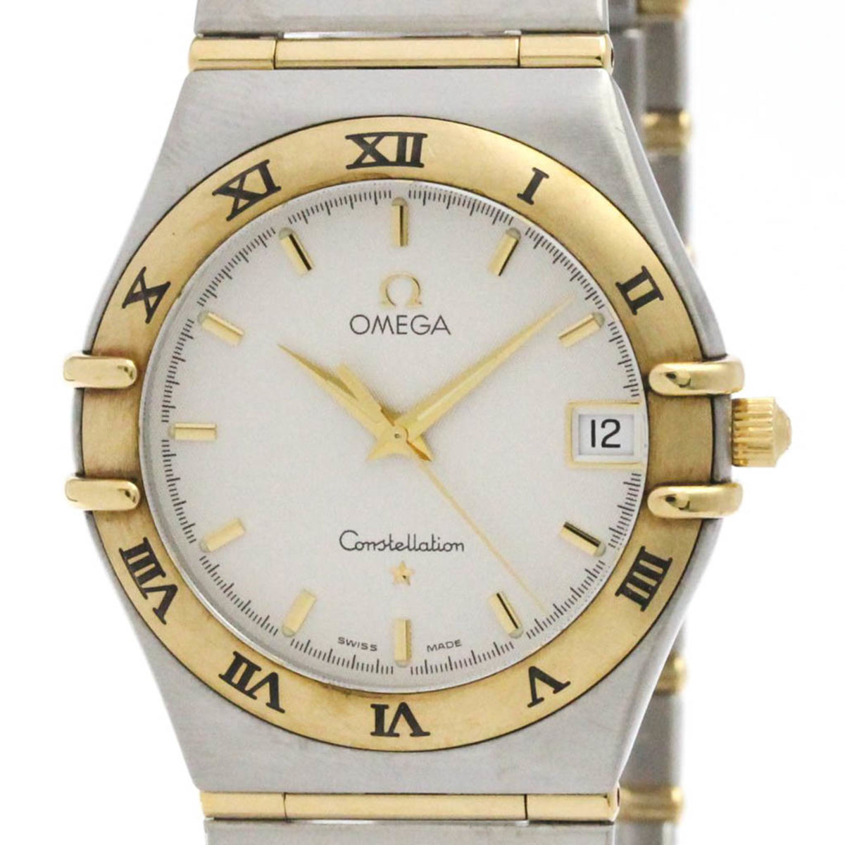 Pre-Owned OMEGA Constellation 18K Gold Steel Quartz Mens Watch 1212.30 Polished