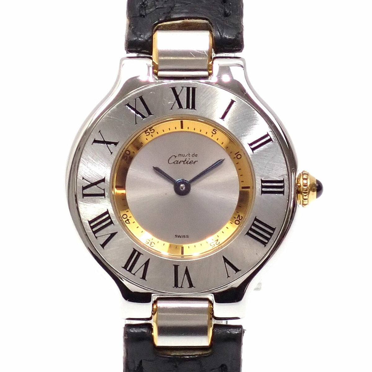Pre-Owned Cartier Watch Must 21 Vantianne Ladies Quartz SS Leather Strap W1007421 Battery Operated 044333