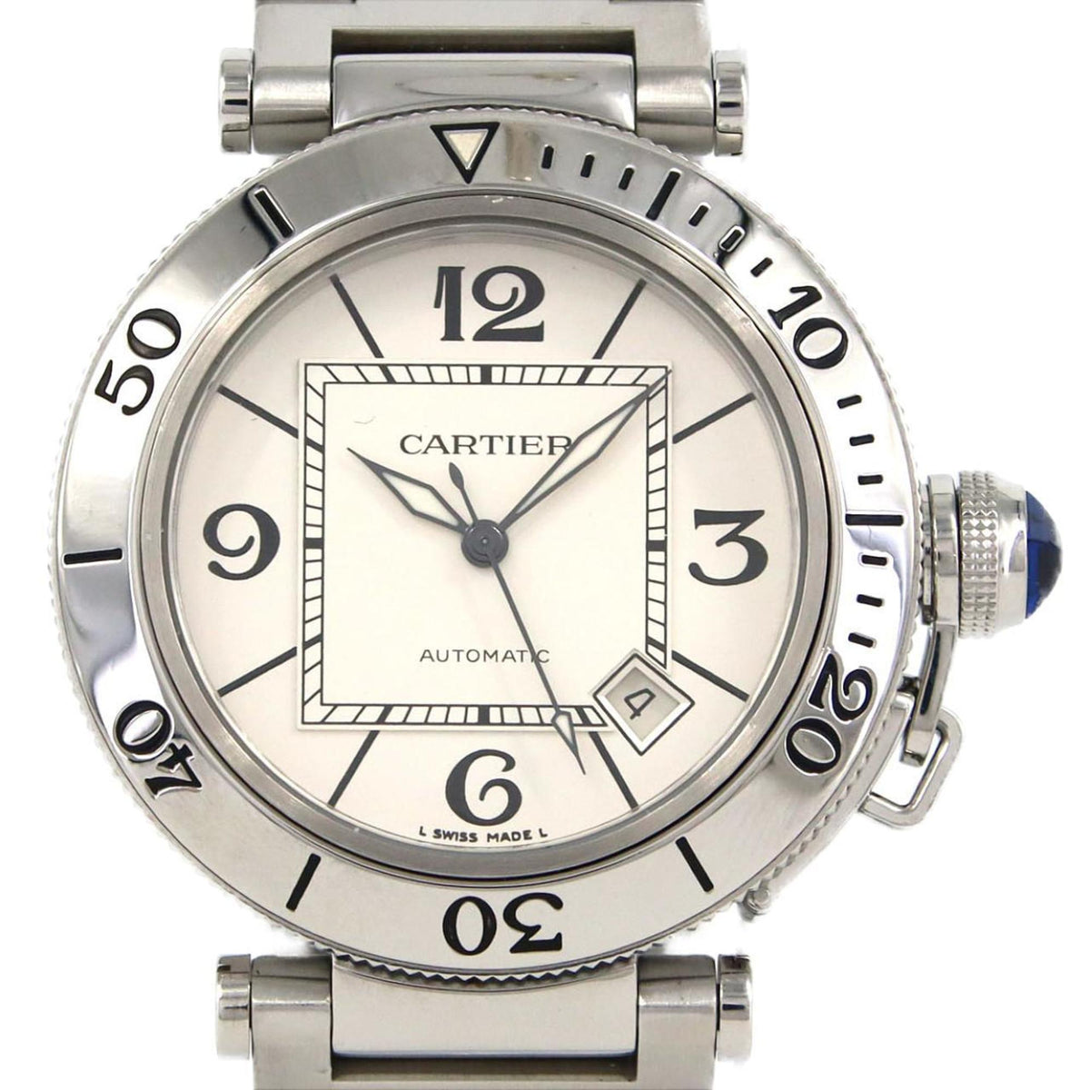 Pre-Owned Cartier Pasha Seatimer W31080M7 Stainless Steel Automatic Watch