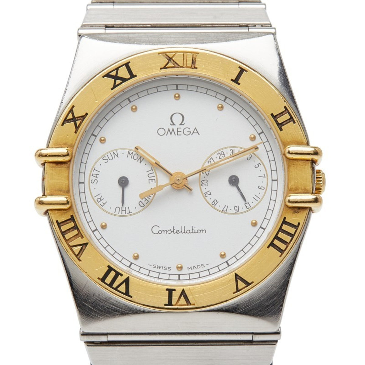 Pre-Owned OMEGA Day-Date Constellation Watch 396.1070 Swiss Quartz White Dial Stainless Steel Solid Gold Men's