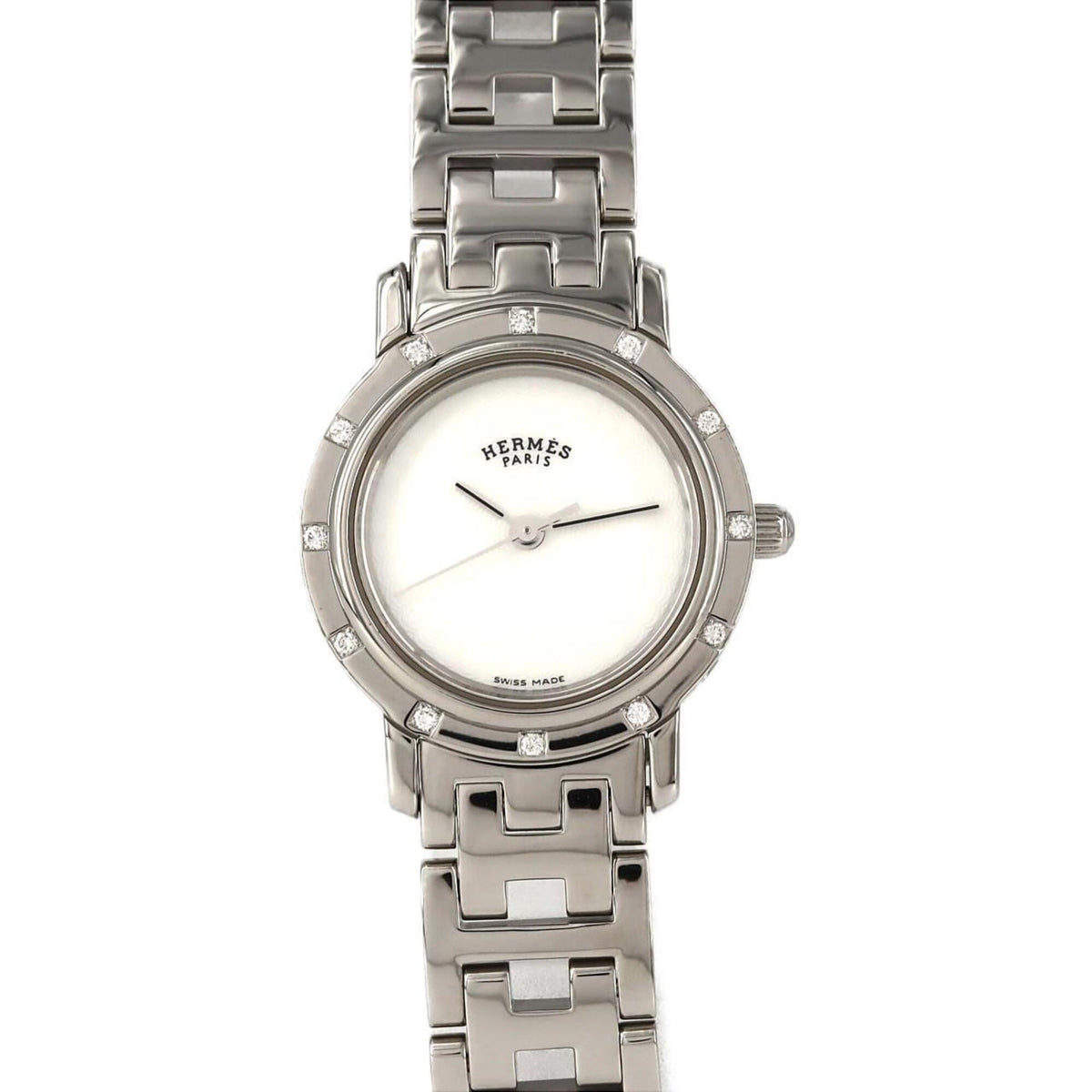 Pre-Owned Hermes Clipper Nacre 12P CL4.230 SS Quartz Watch