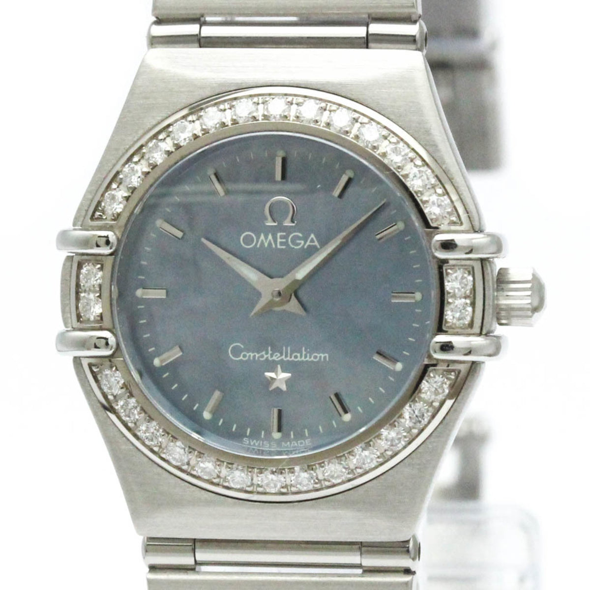 Pre-Owned OMEGA Constellation Diamond Blue MOP Steel Quartz Ladies Watch 1466.81 BF580414