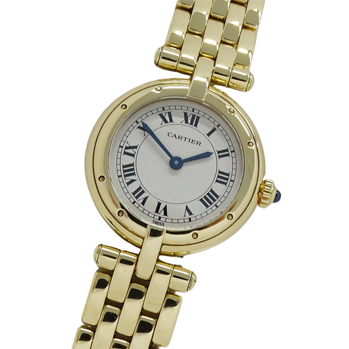 Pre-Owned Cartier women's watch, Panth?re Vend?me SM, quartz movement, 750YG (18K solid gold), W25024B9, gold, ivory, round.