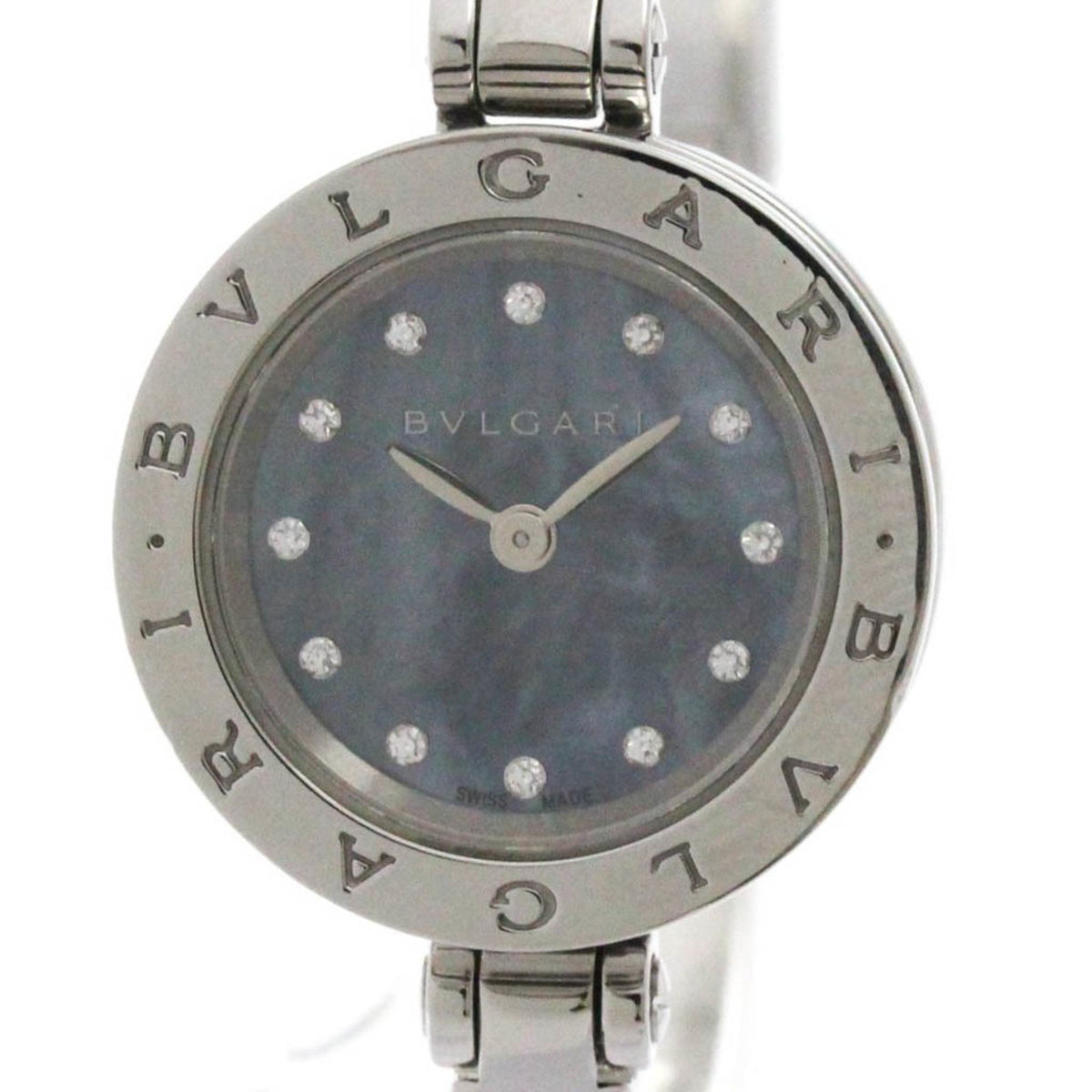 Pre-Owned BVLGARI B-Zero1 Diamond Blue MOP Dial Steel Quartz Watch BZ23S Polished